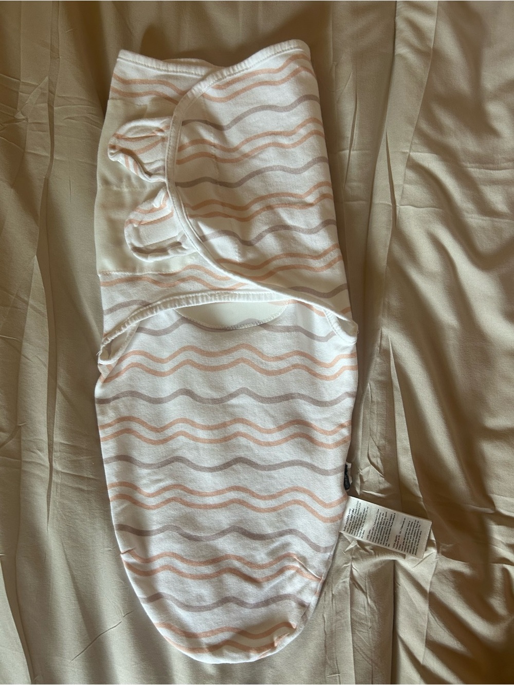 aden + anais Peach and Light Gray Wavy Stripe Swaddle - never used!